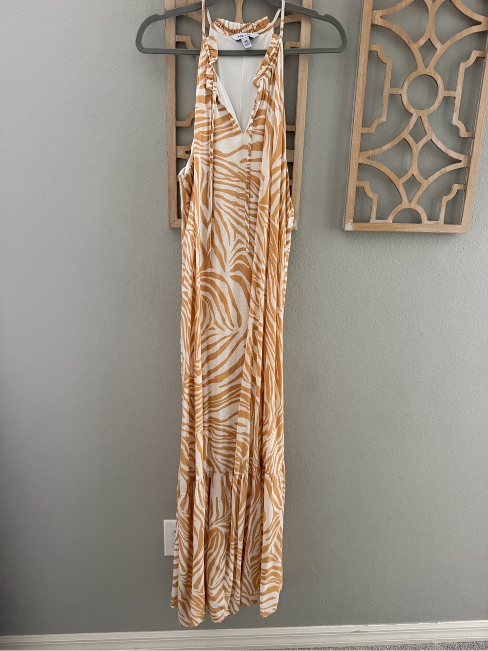 Nine West Cream Dress with Tan Zebra Stripe Detail